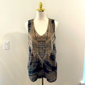 Johnny Was embroidered cotton tank top